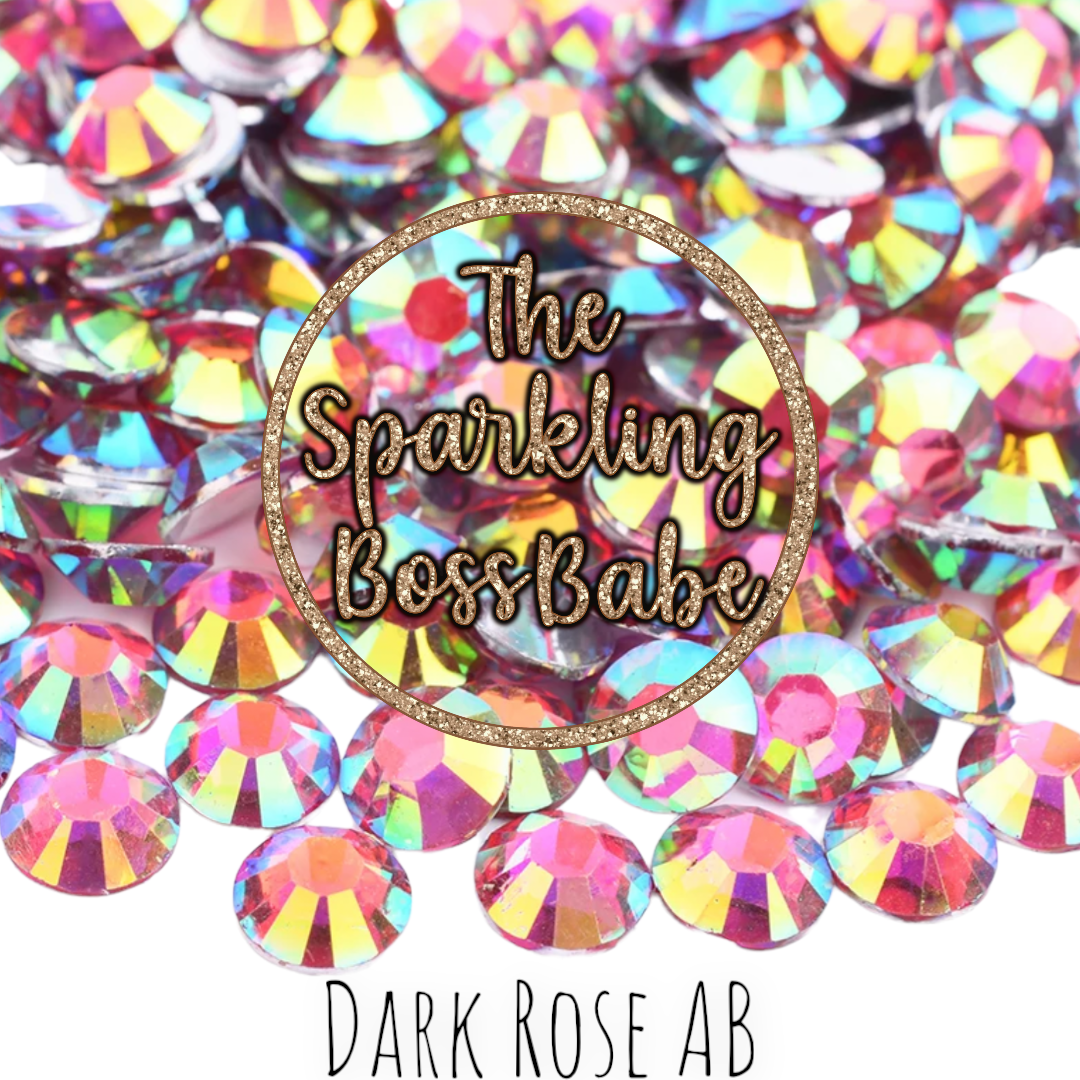 Dark Rose AB- Crystal Resin Rhinestone Jar