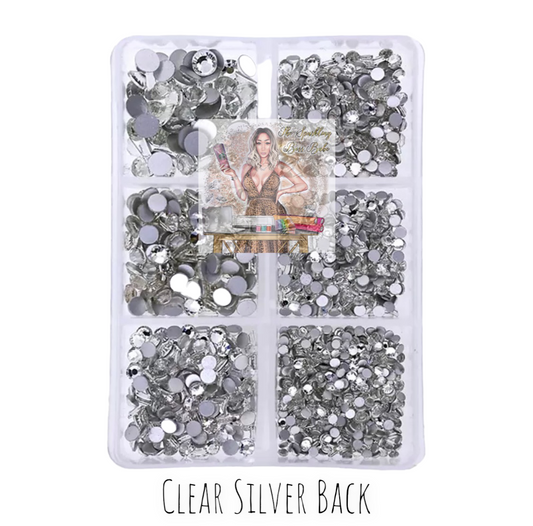 Clear Silver Back- Mini Glass Rhinestone Kit