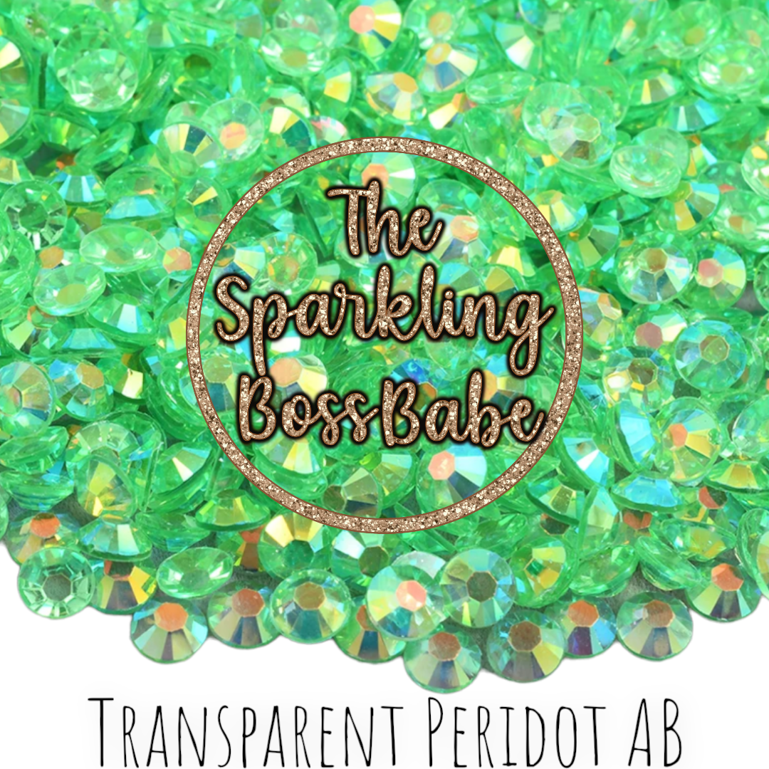 Transparent Peridot AB- Transparent Crystal Resin Rhinestone Jar