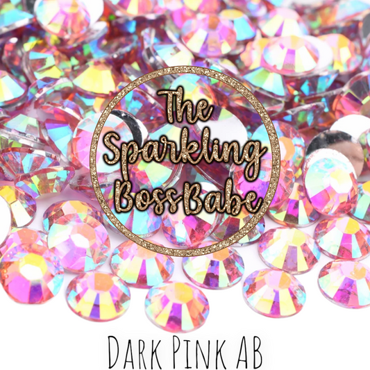 Dark Pink AB- Crystal Resin Rhinestone Jar