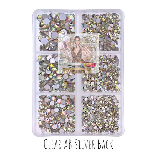 Clear AB Silver Back- Mini Glass Rhinestone Kit