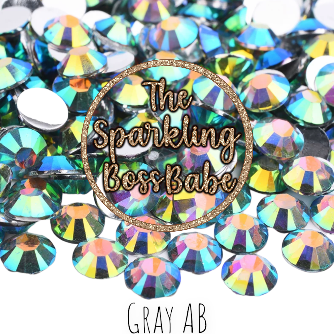 Gray AB- Crystal Resin Rhinestone Jar