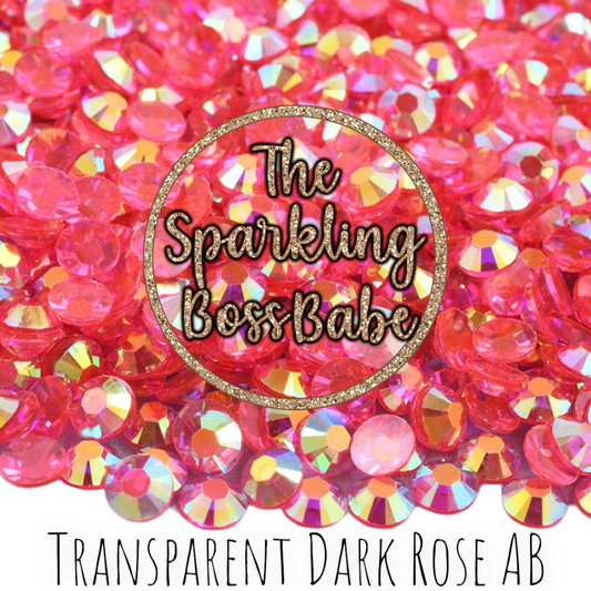Transparent Dark Rose AB- Transparent Crystal Resin Rhinestone Jar