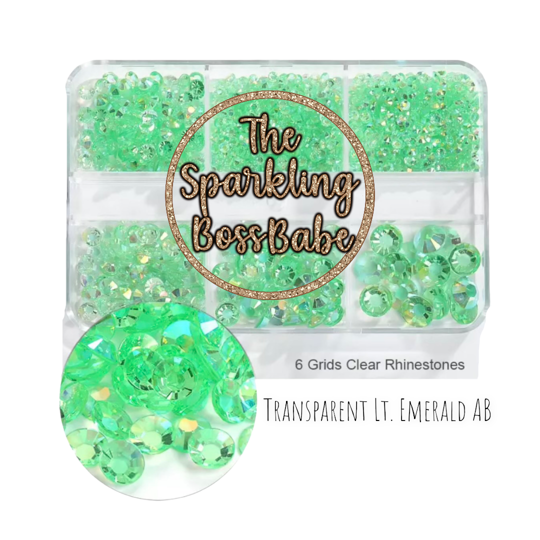 Transparent Lt. Emerald AB- Transparent Crystal Resin Rhinestone Kit