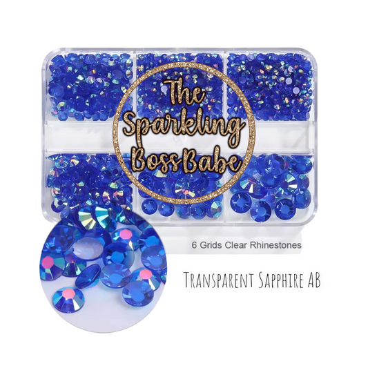 Transparent Sapphire AB- Transparent Crystal Resin Rhinestone Kit