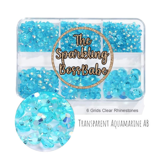 Transparent Aquamarine AB- Transparent Crystal Resin Rhinestone Kit