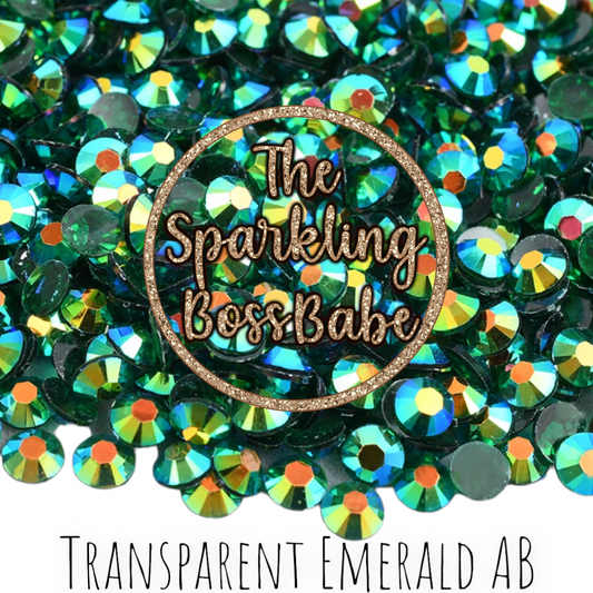 Transparent Emerald AB- Transparent Crystal Resin Rhinestone Jar